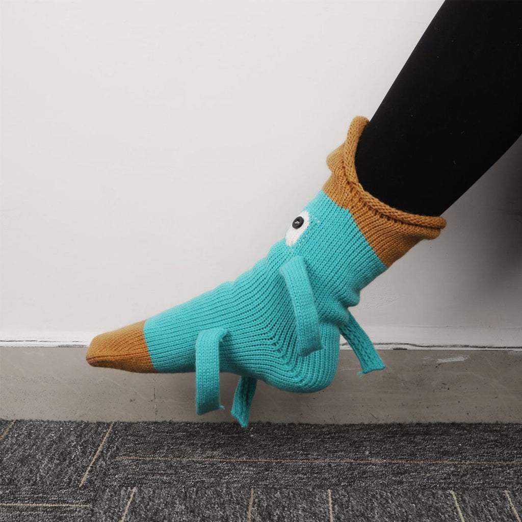 3D Knit Crocodile Socks