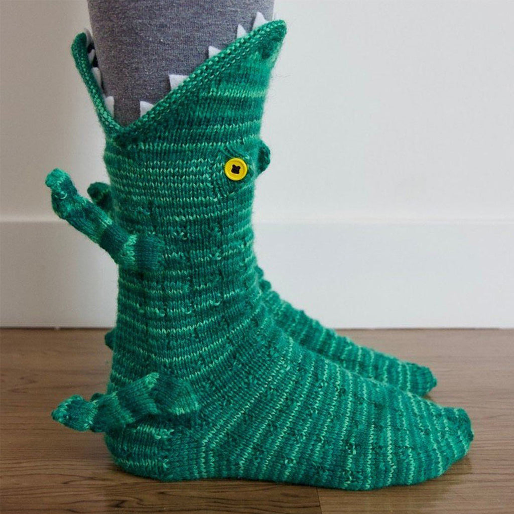 3D Knit Crocodile Socks