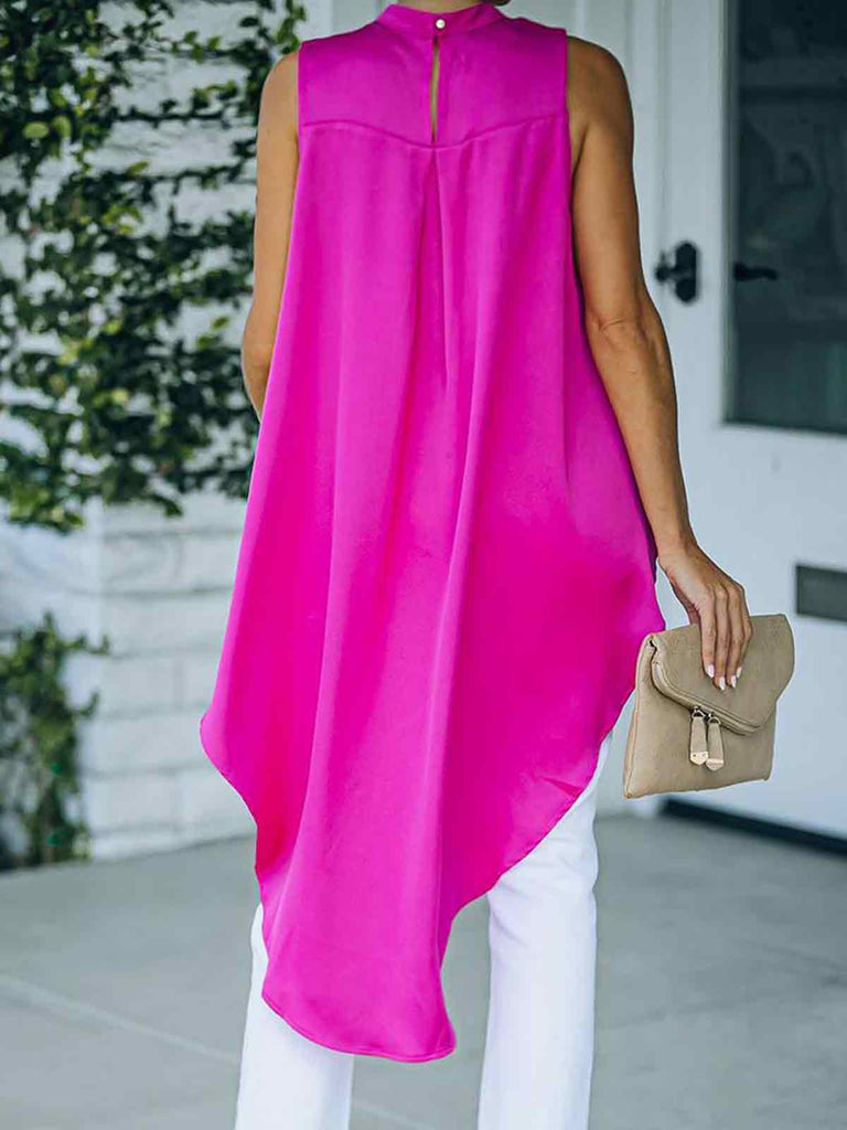Plain Sleeveless Dip Hem Top