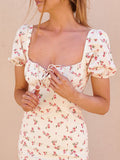 Fashion Casual Floral Square Neck Dress
