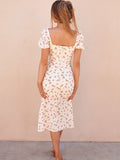 Fashion Casual Floral Square Neck Dress