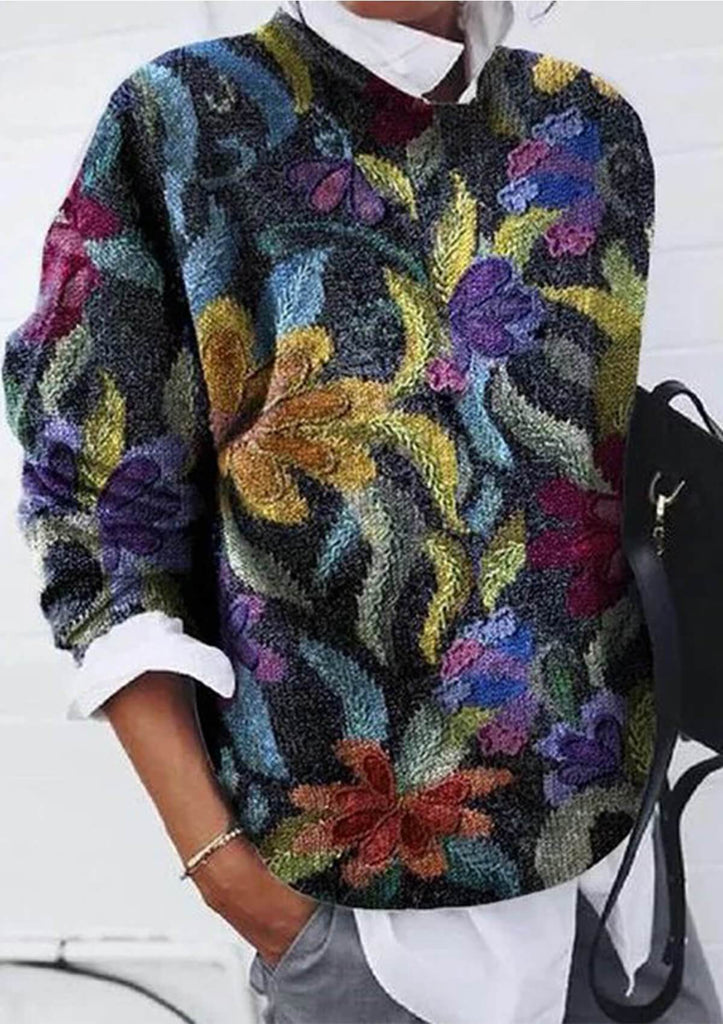 Floral Round Neck Sweatshirt