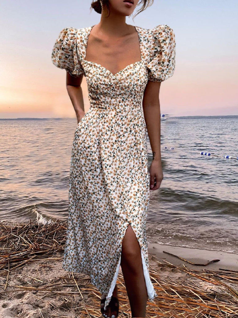 Puff Sleeve Floral Dress