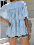 Flared Sleeve V Neck Chiffon Top