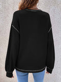 Solid Color Knit Pullover Sweater with Pocket
