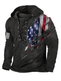 USA Flag Lace-Up Vintage Hoodie