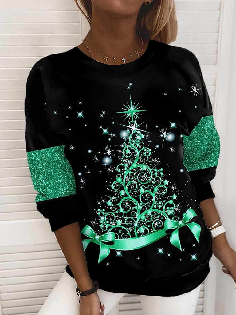 Christmas Tree Print Pullover 🎄✨