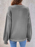 Solid Color Knit Pullover Sweater with Pocket