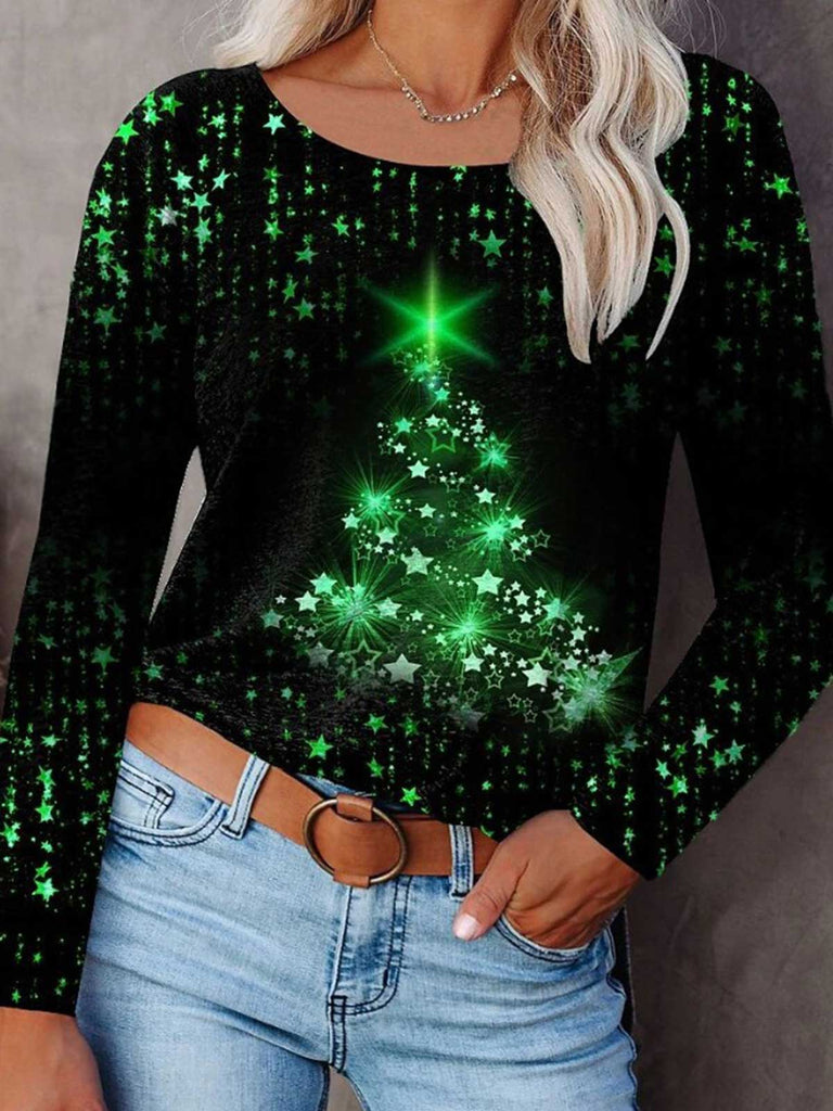 Christmas Tree Print Pullover 🎄✨
