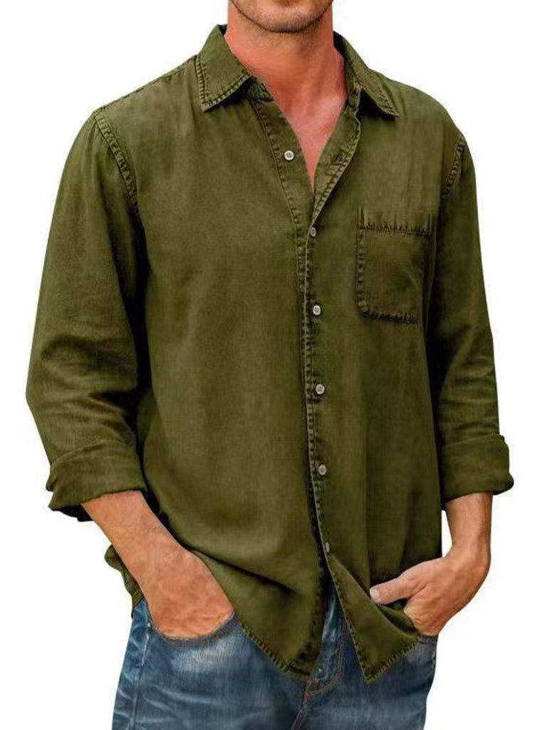 đ„Mens Denim Long Sleeve Button Down Shirt