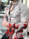 Long Sleeved Button Down Men Printed Shirt