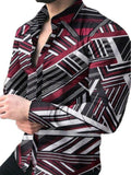Long Sleeved Button Down Men Printed Shirt