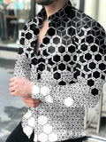 Long Sleeved Button Down Men Printed Shirt