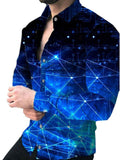 Long Sleeved Button Down Men Printed Shirt