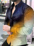 Long Sleeved Button Down Men Printed Shirt
