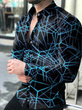 Long Sleeved Button Down Men Printed Shirt