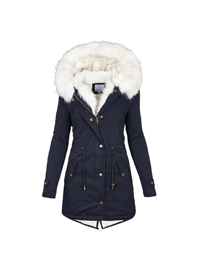 Adjustable Waist Hooded Warm Thick Faux Fur Outwear