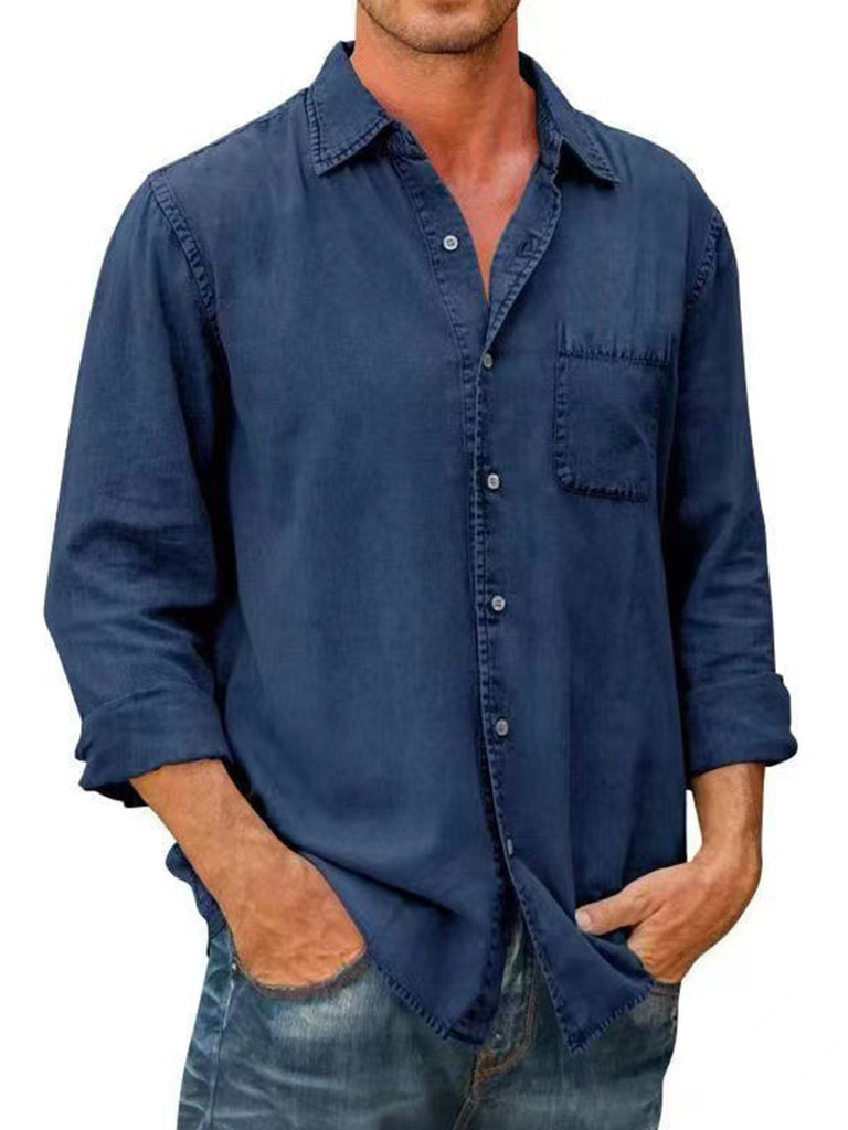 đ„Mens Denim Long Sleeve Button Down Shirt