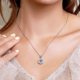 Beating Heart Blue Crystal Necklace