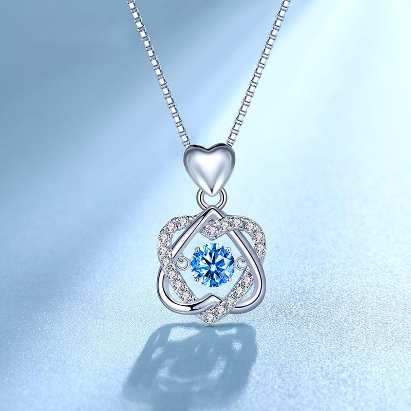 Beating Heart Blue Crystal Necklace