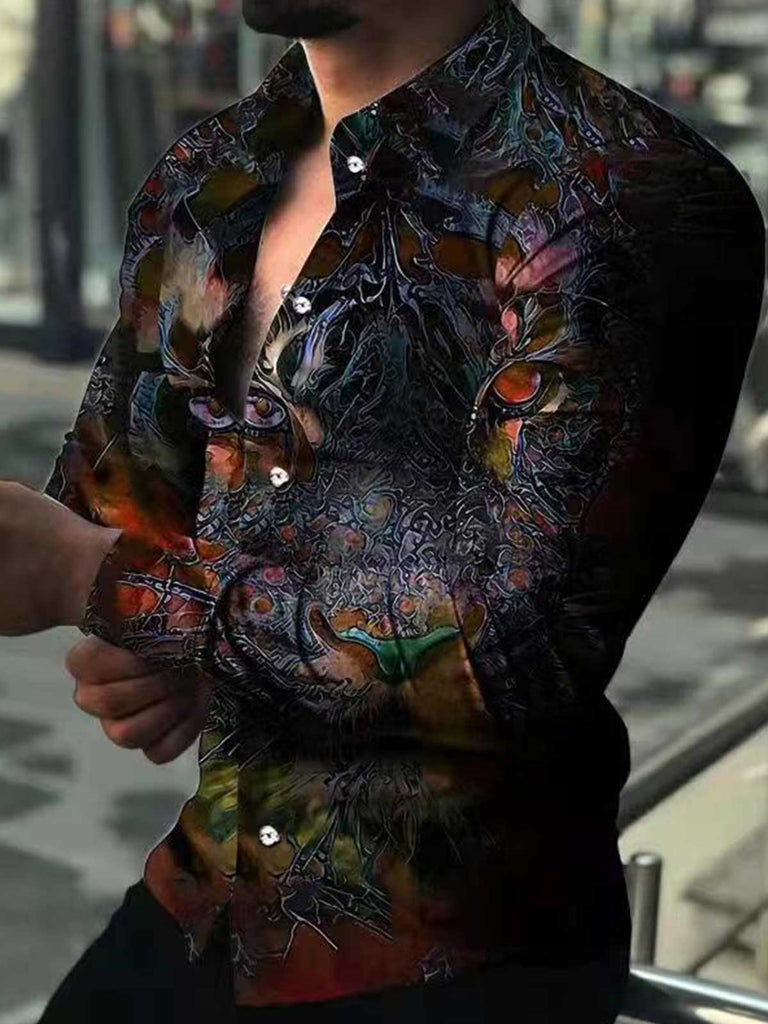 Floral Printed Lapel Men's Shirt