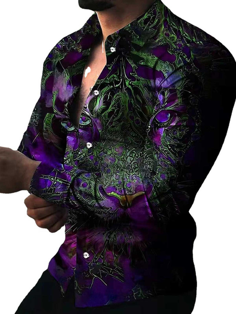 Floral Printed Lapel Men's Shirt
