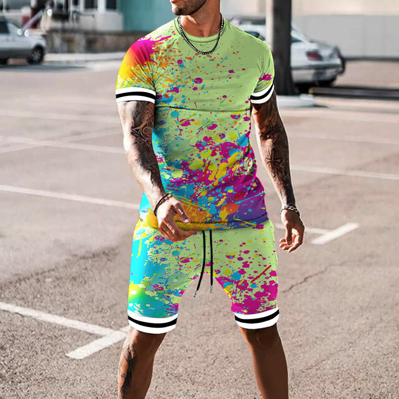 Men's Mulitcolor Short-Sleeved Suit