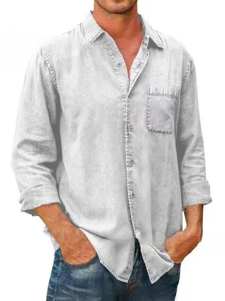 đ„Mens Denim Long Sleeve Button Down Shirt