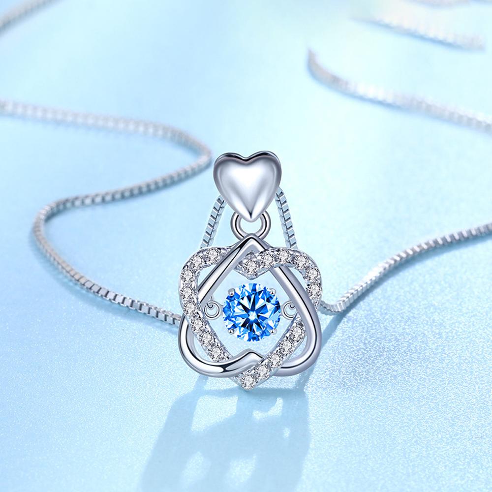 Beating Heart Blue Crystal Necklace