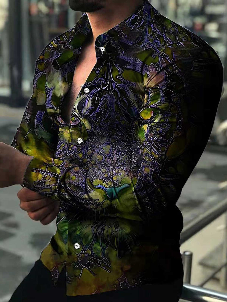 Floral Printed Lapel Men's Shirt