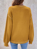 Solid Color Knit Pullover Sweater with Pocket