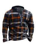 Retro Plaid Outdoor Henley Collar Tactical Sweatshirt