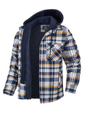 Flannel Jacket with Removable Hood Plaid Quilted Lining