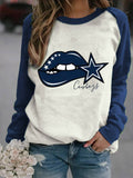 Lip Print Raglan Sweatshirt