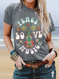 Floral Guitar Peace Love Music Tee