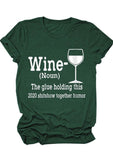 Casual Letter Red Wine Glass Print Top