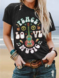 Floral Guitar Peace Love Music Tee