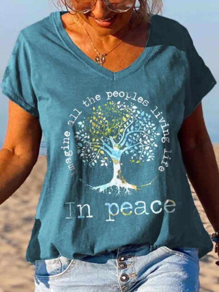 Imagine All The People Living Life Tree Of Life Graphic Tee
