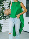 Plain Sleeveless Dip Hem Top