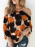 Pumpkin and Black Cat Halloween Sweater