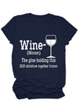 Casual Letter Red Wine Glass Print Top
