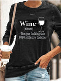 Solid Letter Print Long Sleeve Sweatshirt