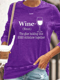 Solid Letter Print Long Sleeve Sweatshirt
