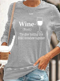 Solid Letter Print Long Sleeve Sweatshirt