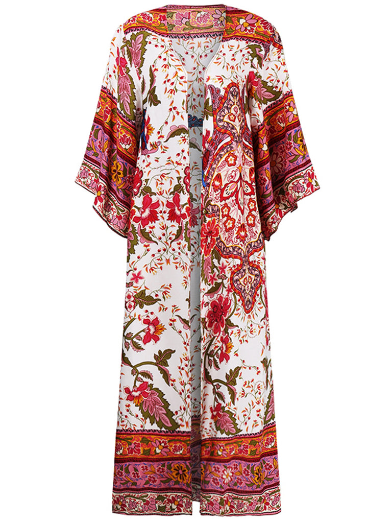 Bohemia Floral Print Long Cover Up