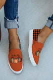 Women's Sneakers Plaid Pumpkin Print Canvas Slip On Sneakers