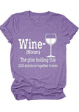 Casual Letter Red Wine Glass Print Top