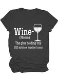 Casual Letter Red Wine Glass Print Top