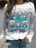 Hello Winter Gnomes Snowflake Long Sleeve Sweatshirt