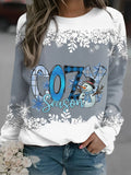Cozy Season Snowman Print Long Sleeve Sweatshirt